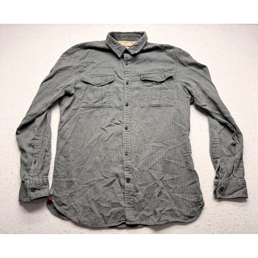 Banana Republic Heritage Collection Grey Herringbone Shirt Tailored Slim Fit L